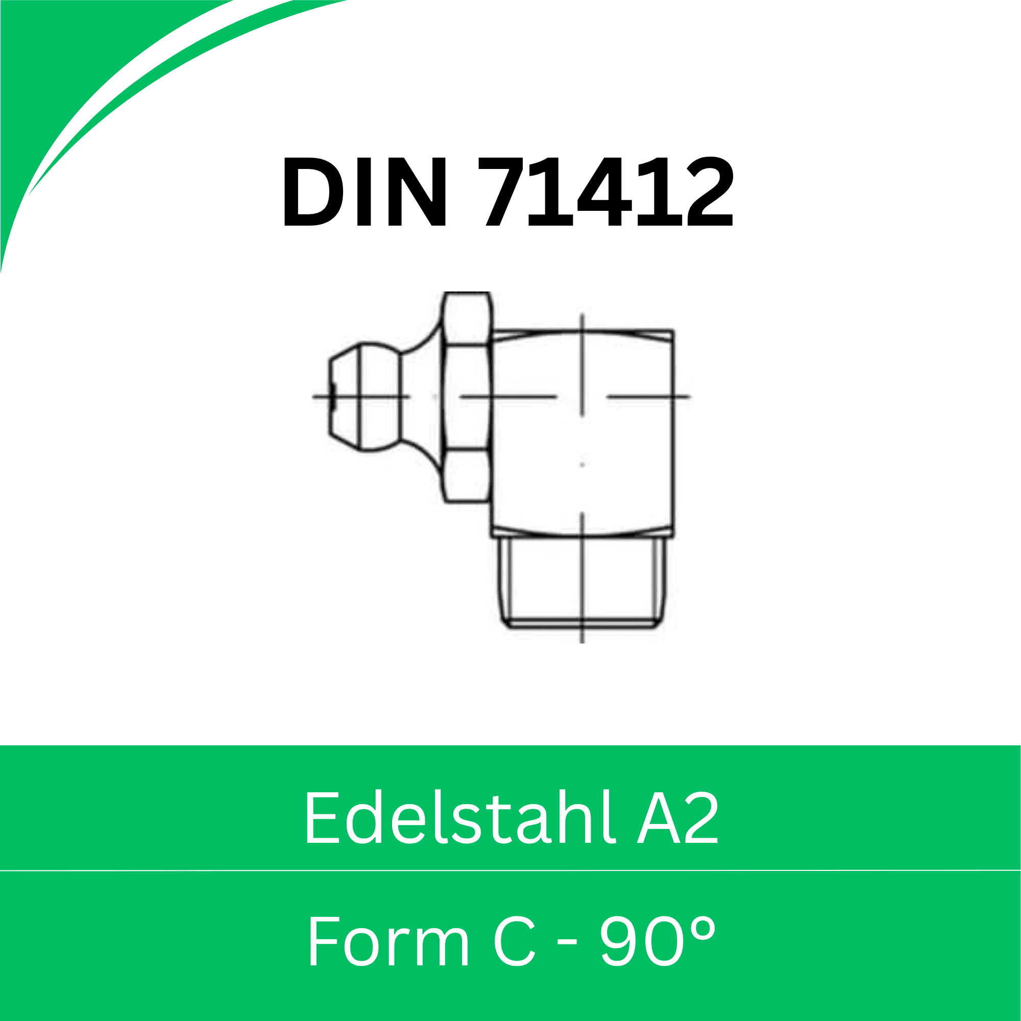 Bild von DIN 71412 ➤ Sechskant - Schmiernippel (Form C - 90°) - Edelstahl A2
